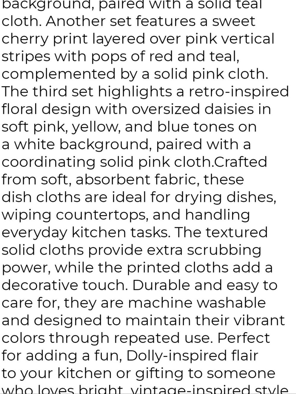 Dolly Parton Pink Cherry Print Microfiber Cloth Set - Picture 5 of 7